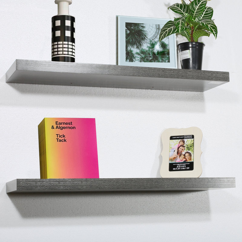 Gracie Oaks Stonegate Set Of 2 Black Oak Floating Shelves31.6" *9.26